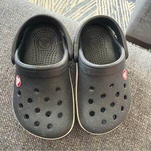 EUC Baby Crocs Size 4/5C Classic Black & White Slip On Clogs